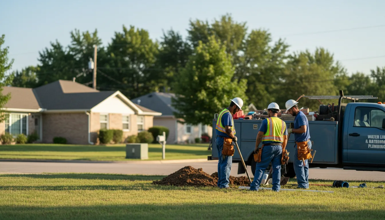 Residential water line and bathroom plumbing service in Manchester, OK
